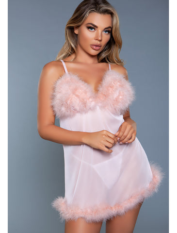 Furry Fluffy Candy Pink Babydoll