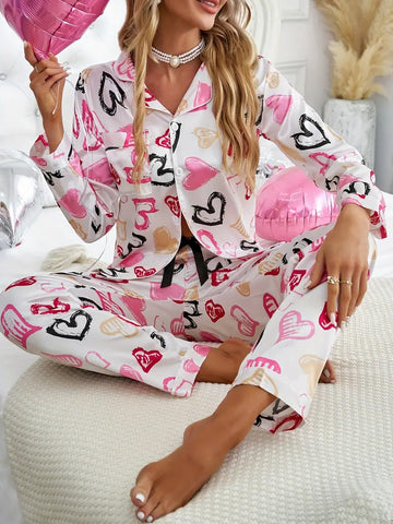 Heart's Desire Satin Pajama Set