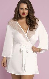 Dreaming Of You Lace & Satin Robe Plus Size - panties.com