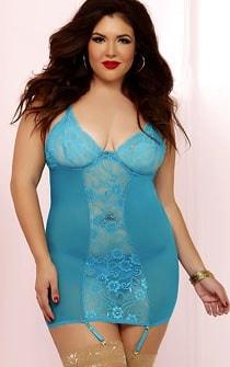 Turquoise Temptation Chemise Plus Size - panties.com