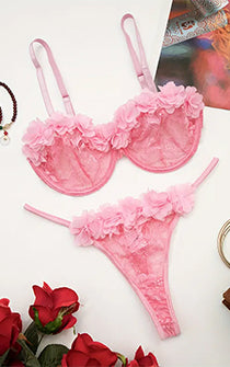 Pretty Pink Petals Panty & Bra Set