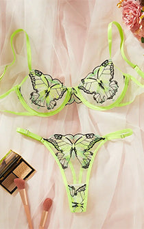Lime Butterfly Panty & Bra