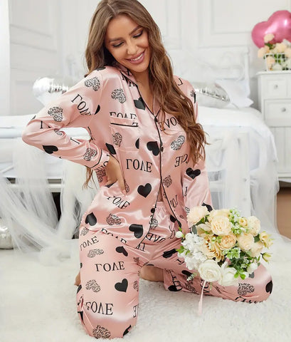 Satin Elegance Valentine's PJ Set