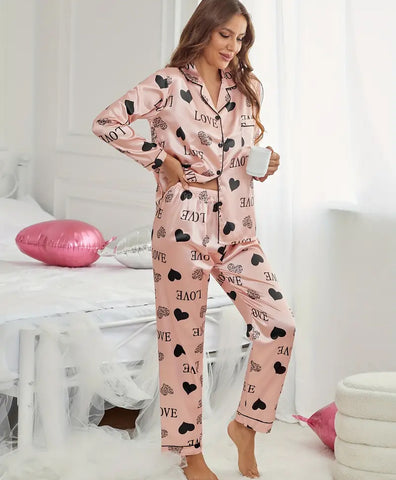 Satin Elegance Valentine's PJ Set