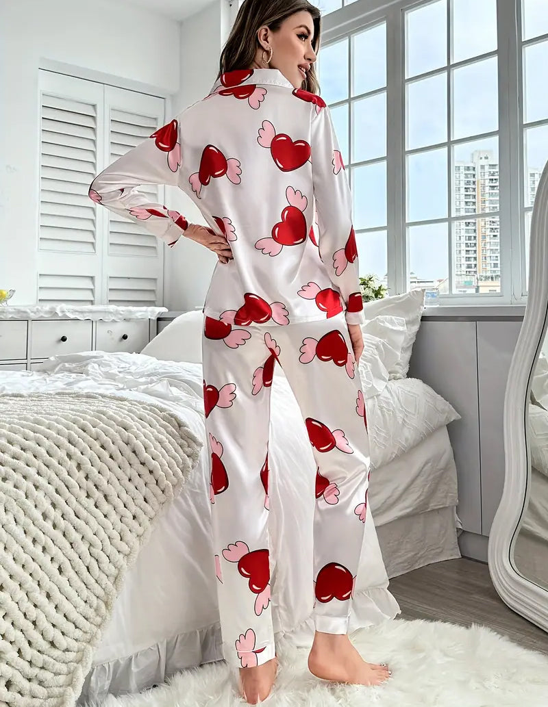 Hearts Alight Satin Pajama Set