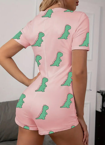 Pretty Pink Dinosaur Pajama Romper