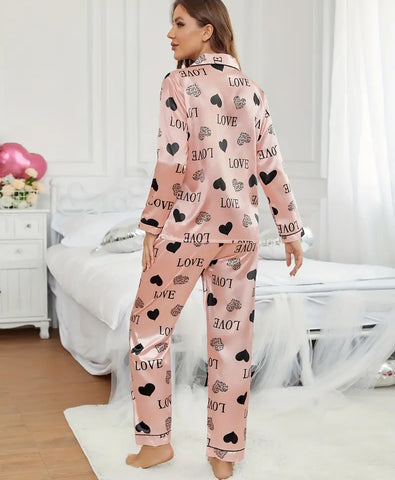 Satin Elegance Valentine's PJ Set