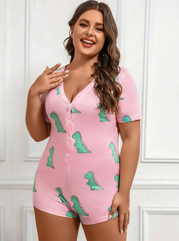Pretty Pink Dinosaur Pajama Romper