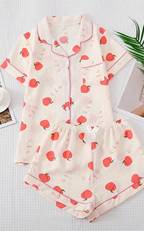 Peach Print Pajama Set