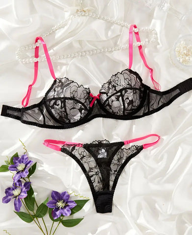 Midnight Blossom Lingerie Set