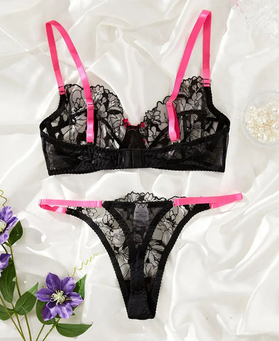 Midnight Blossom Lingerie Set