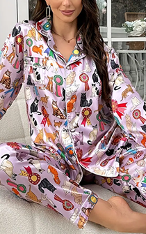 Childless Cat Lady PJ Satin Pajamas