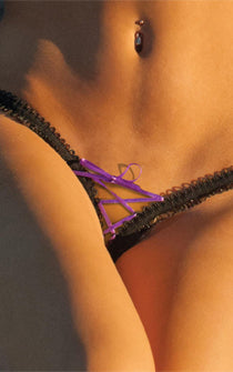 Lace Up Violet Micro Thong