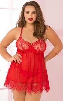Queen Size Red Roses Babydoll - panties.com