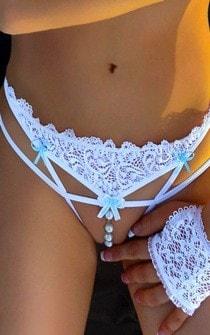 Bridal Beads Pleasure White Lace Thong
