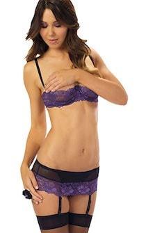 Purple Pleasure Panty, Bra & Garterbelt - panties.com