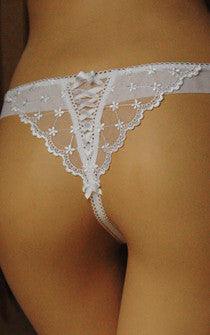 Beauty in White European Thong - panties.com