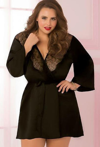 Dreaming Of You Lace & Satin Robe Plus Size