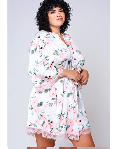 My Pink Peonies Satin Nightie or Robe